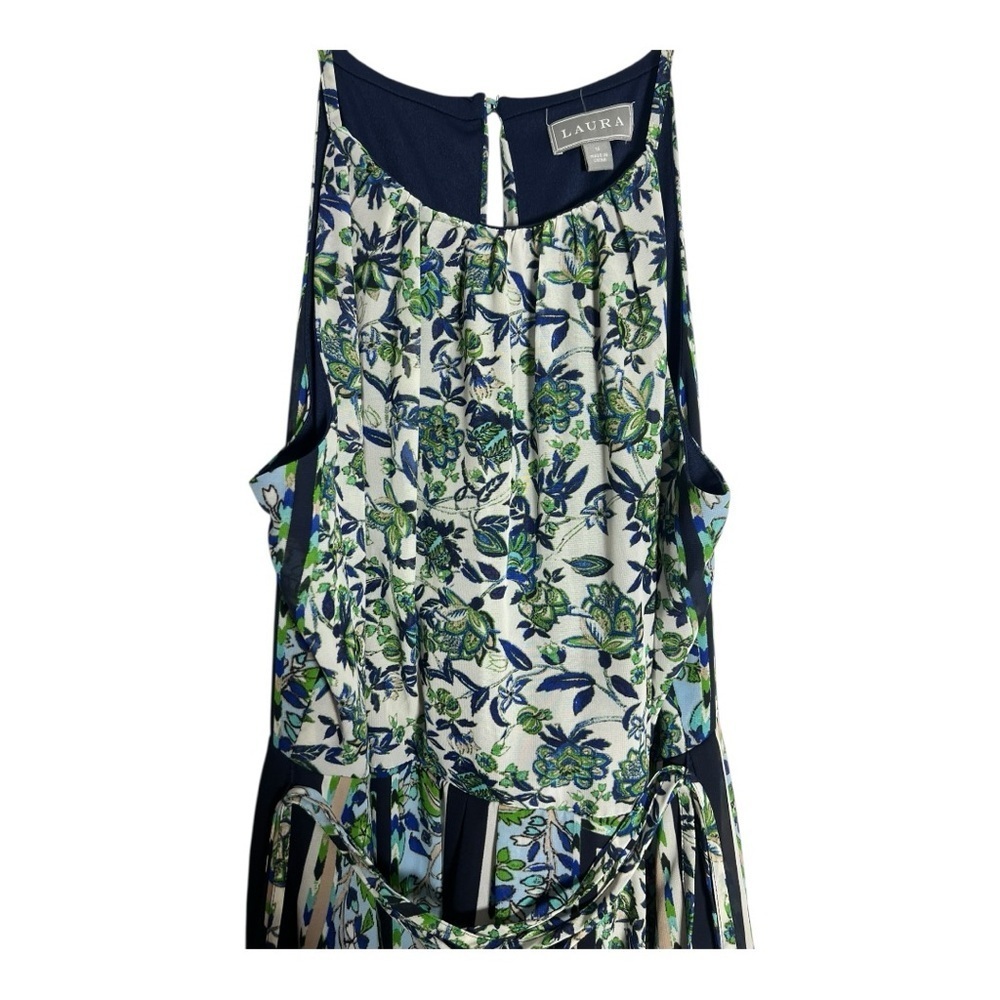 Laura A Floral High Low Dress in Green and White - Size 14 - Picture 3 of 6